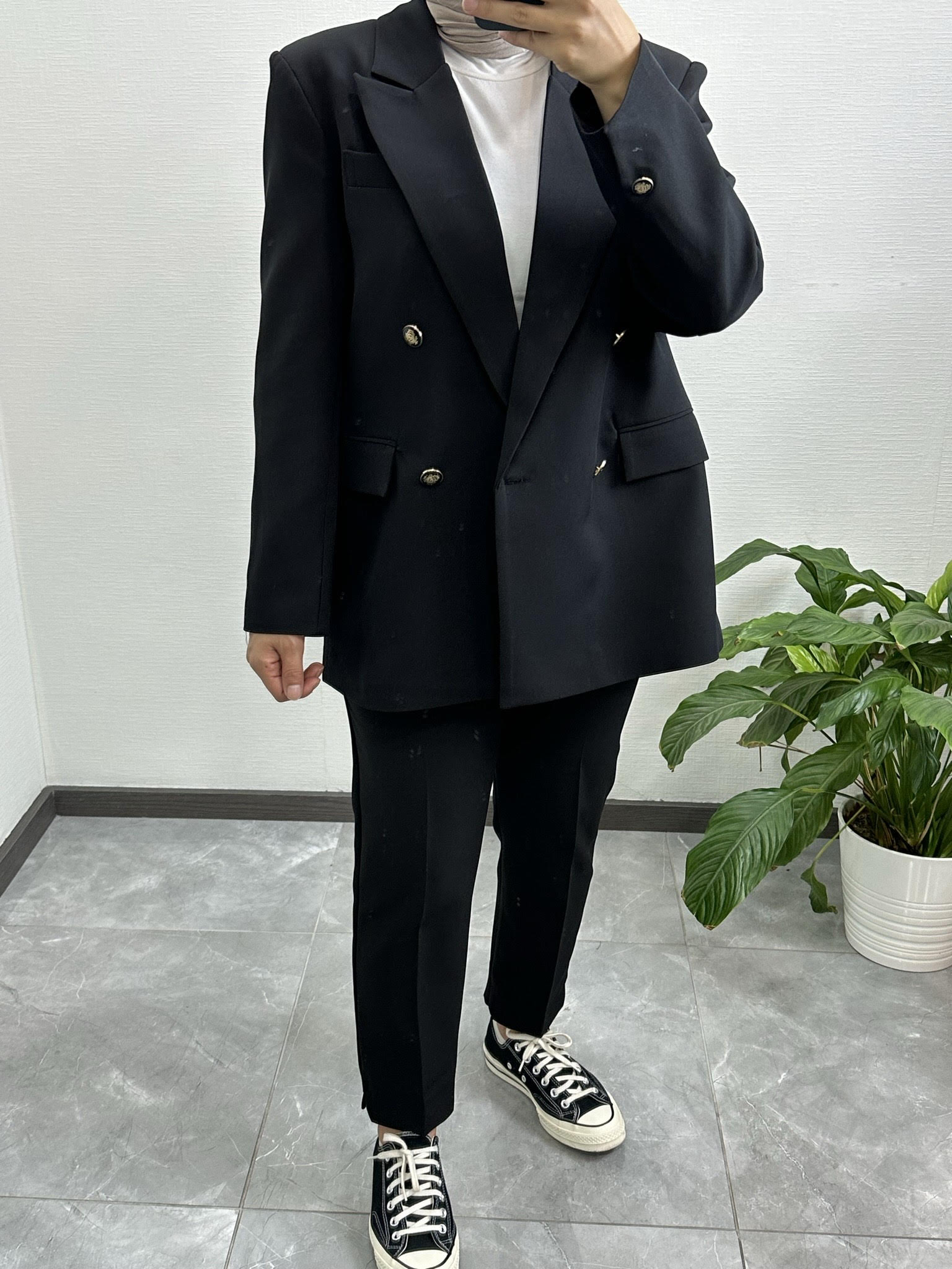  Düğmeli Oversize Blazer SİYAH