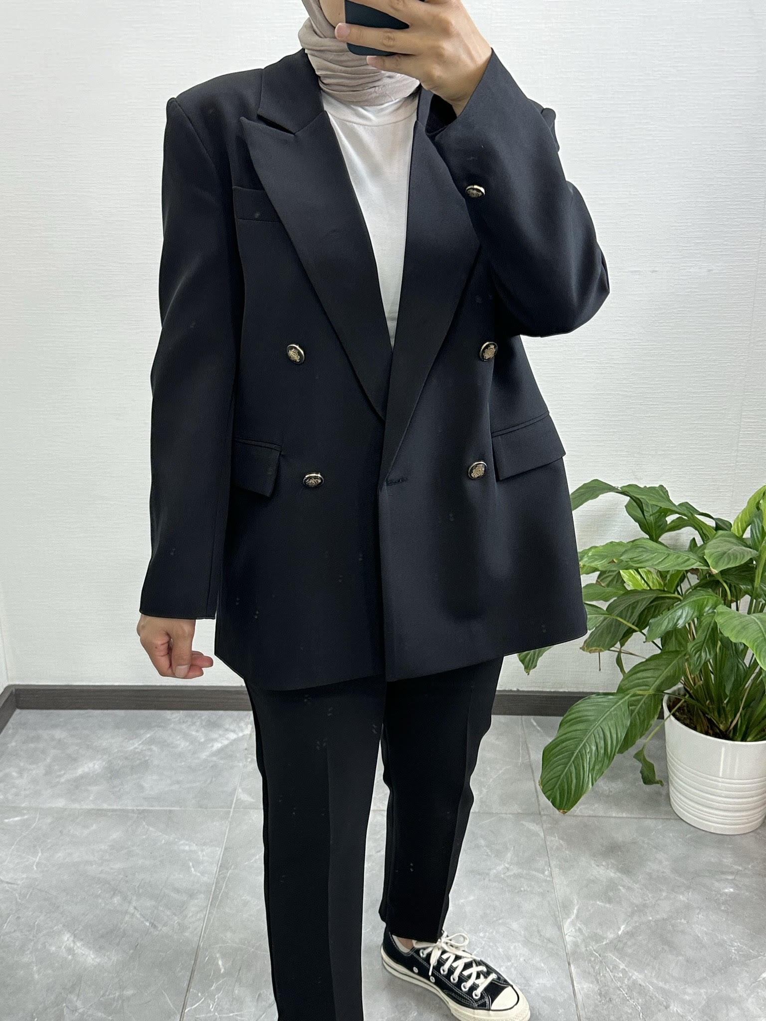  Düğmeli Oversize Blazer SİYAH