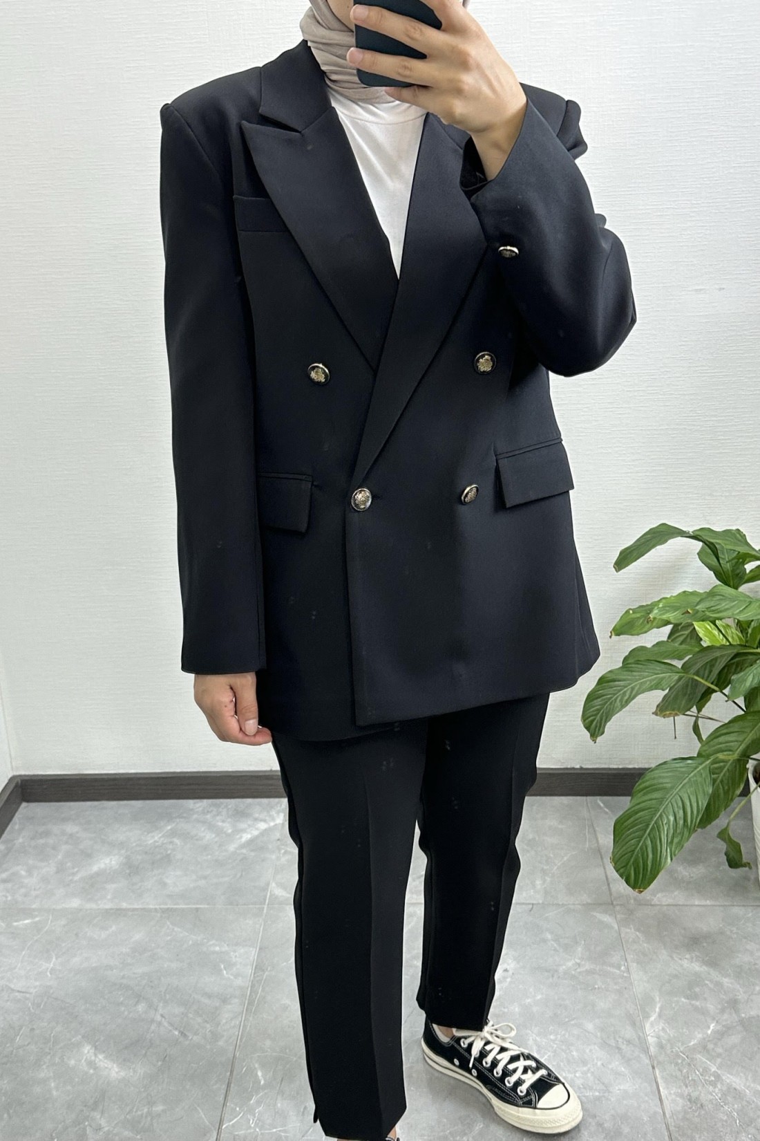  Düğmeli Oversize Blazer SİYAH